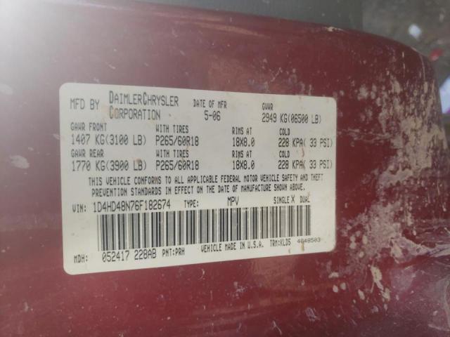 Photo 10 from auction – 2006 DODGE DURANGO SL with VIN 1D4HD48N76F182674