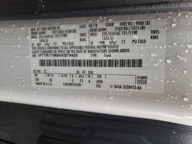 Photo 10 from auction – 2019 FORD TRANSIT with VIN 1FTYR1YM8KKB79420