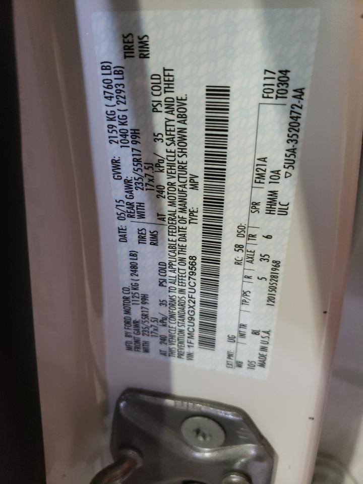 Photo 10 from auction – 2015 FORD ESCAPE SE with VIN 1FMCU9GX2FUC79568