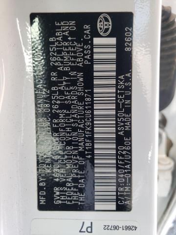 Photo 10 from auction – 2012 TOYOTA CAMRY BASE with VIN 4T1BF1FK9CU611871