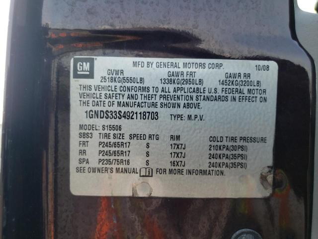 Photo 10 from auction – 2009 CHEVROLET TRAILBLAZE with VIN 1GNDS33S492118703