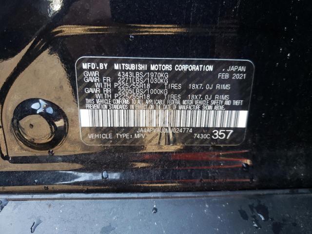 Photo 10 from auction – 2021 MITSUBISHI OUTLANDER with VIN JA4APVAU0MU024774