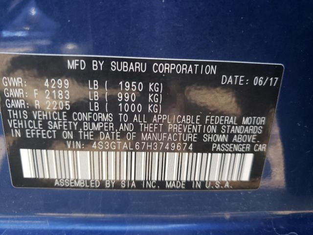 Photo 10 from auction – 2017 SUBARU IMPREZA SP with VIN 4S3GTAL67H3749674