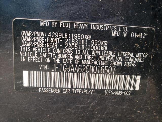 Photo 10 from auction – 2012 SUBARU IMPREZA with VIN JF1GJAA62CH016507