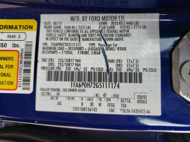 Photo 10 from auction – 2016 FORD FUSION SE with VIN 1FA6P0H72G5111174