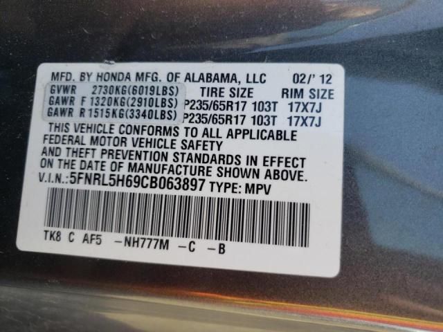 Photo 10 from auction – 2012 HONDA ODYSSEY EX with VIN 5FNRL5H69CB063897