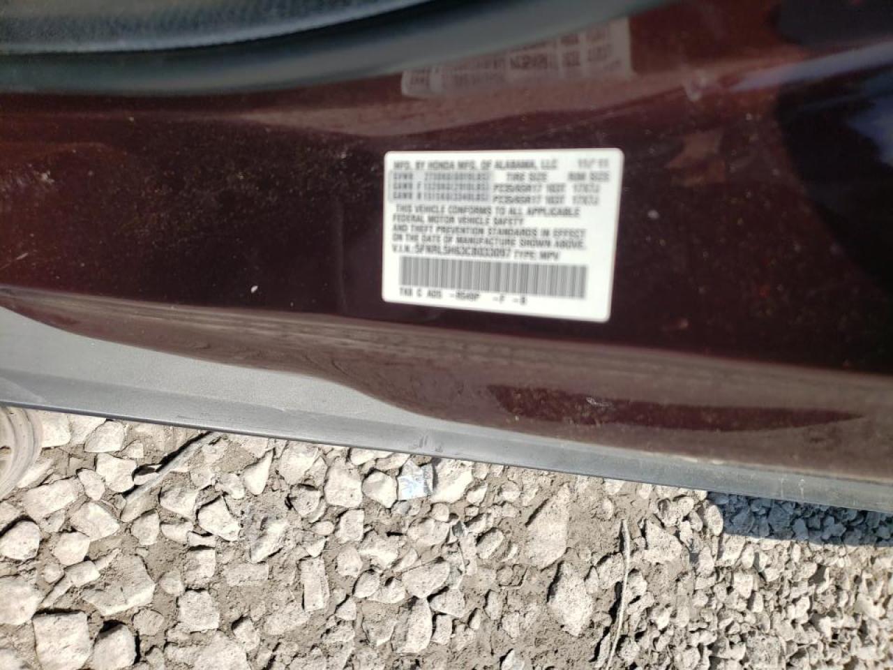 Photo 10 from auction – 2012 HONDA ODYSSEY EX with VIN 5FNRL5H63CB033097