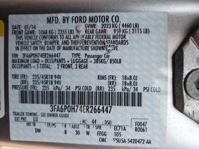 Photo 10 from auction – 2014 FORD FUSION with VIN 3FA6P0H74ER266447