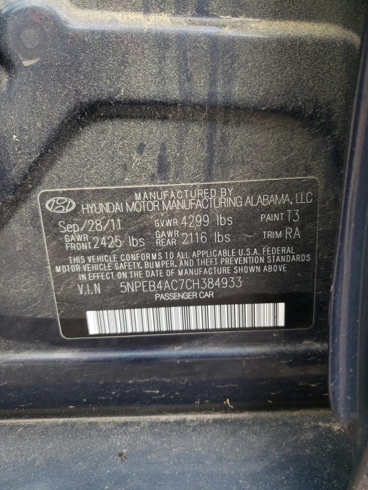 Photo 10 from auction – 2012 HYUNDAI SONATA GLS with VIN 5NPEB4AC7CH384933