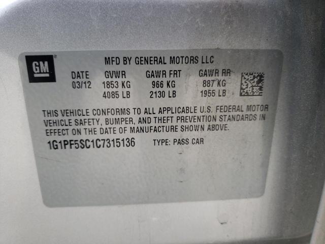 Photo 10 from auction – 2012 CHEVROLET CRUZE LT with VIN 1G1PF5SC1C7315136