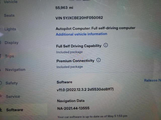 Photo 8 from auction – 2017 TESLA MODEL X with VIN 5YJXCBE20HF050082
