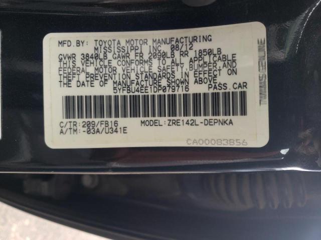Photo 10 from auction – 2013 TOYOTA COROLLA BA with VIN 5YFBU4EE1DP079716