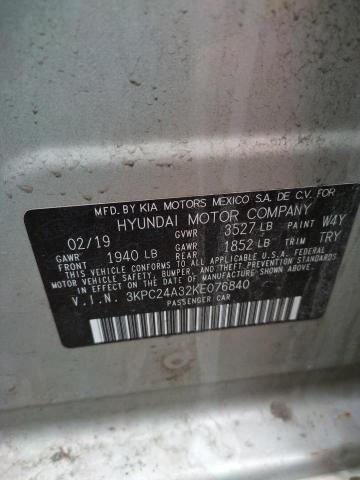 Photo 10 from auction – 2019 HYUNDAI ACCENT SE with VIN 3KPC24A32KE076840