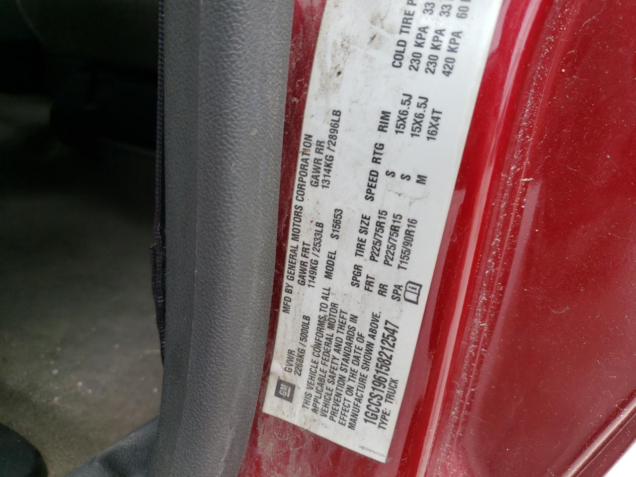 Photo 10 from auction – 2005 CHEVROLET COLORADO with VIN 1GCCS196158212547