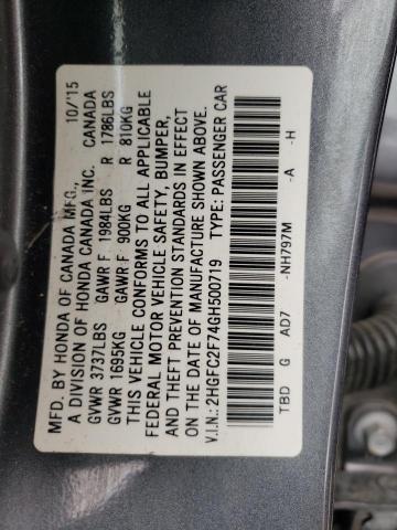 Photo 10 from auction – 2016 HONDA CIVIC EX with VIN 2HGFC2F74GH500719