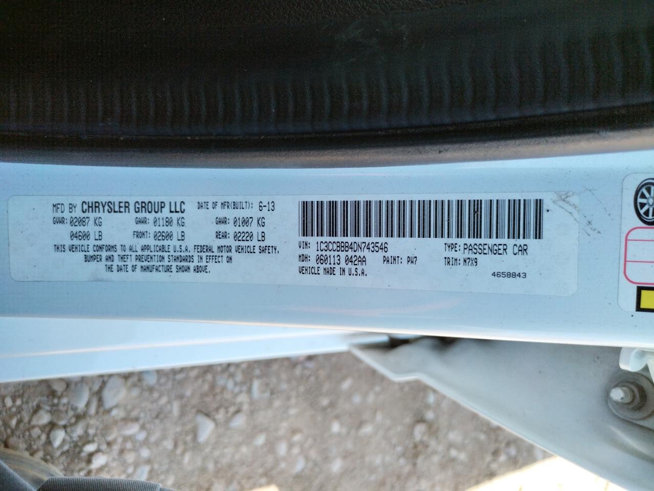 Фото 10 с аукциона – 2013 CHRYSLER 200 TOURIN с VIN 1C3CCBBB4DN743546