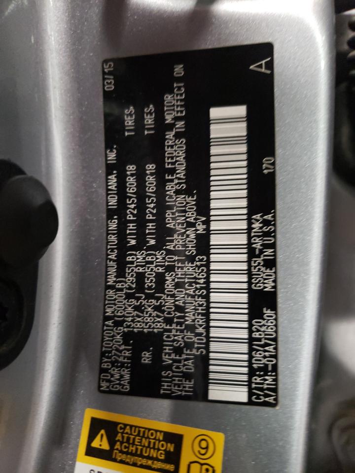 Photo 10 from auction – 2015 TOYOTA HIGHLANDER with VIN 5TDJKRFH3FS146513