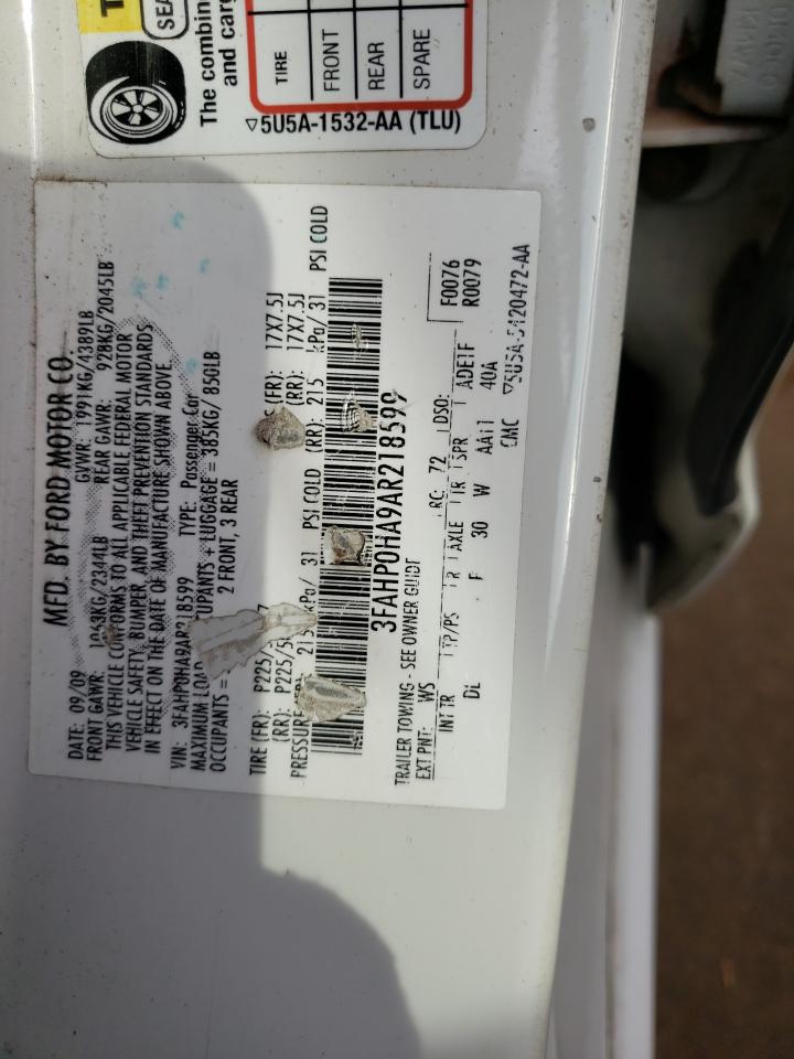 Photo 10 from auction – 2010 FORD FUSION SE with VIN 3FAHP0HA9AR218599