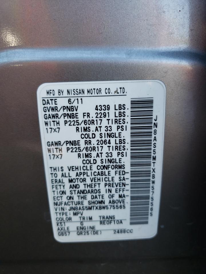 Photo 10 from auction – 2011 NISSAN ROGUE S with VIN JN8AS5MTXBW575565