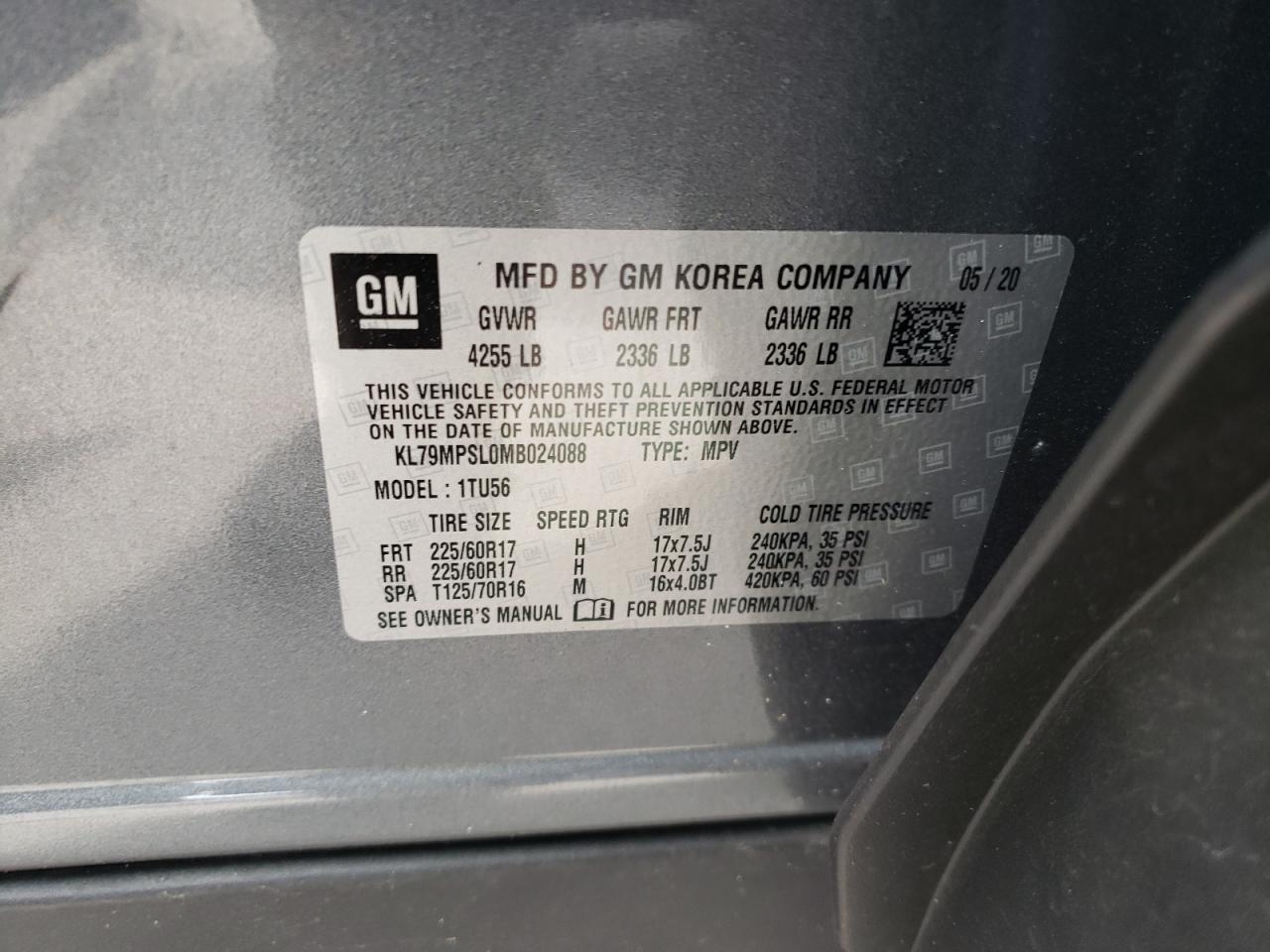 Zdjęcie 10 z aukcji – 2021 CHEVROLET TRAILBLAZE z VIN KL79MPSL0MB024088
