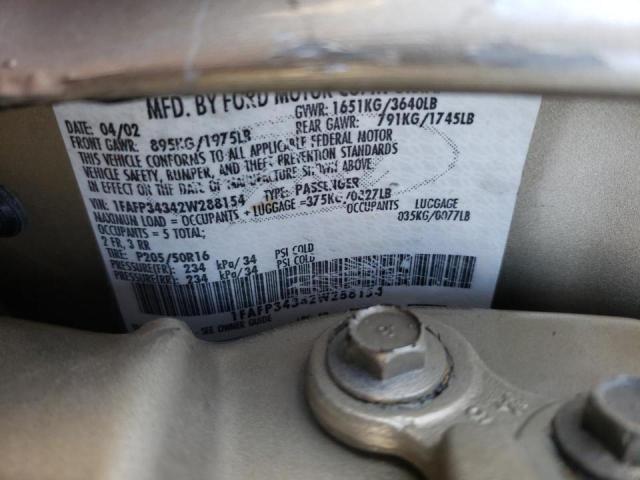Photo 10 from auction – 2002 FORD FOCUS SE with VIN 1FAFP34342W288154