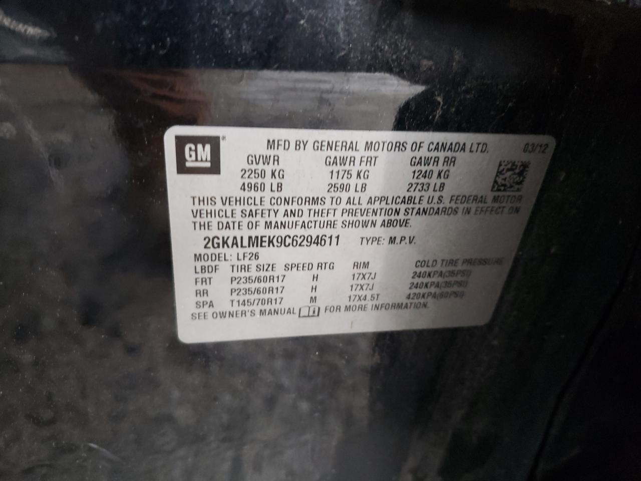 Photo 10 from auction – 2012 GMC TERRAIN SL with VIN 2GKALMEK9C6294611