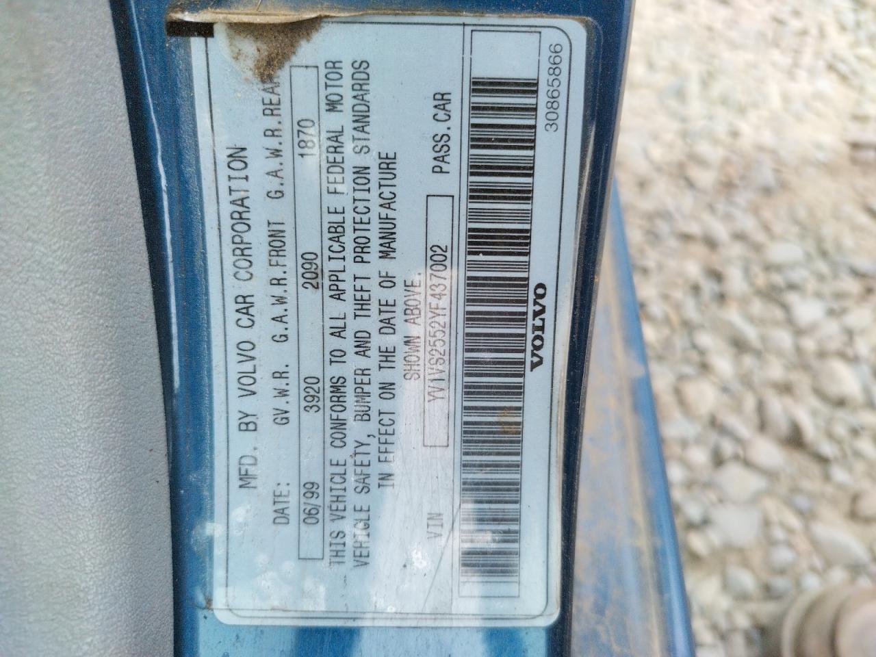 Photo 10 from auction – 2000 VOLVO S40 with VIN YV1VS2552YF437002
