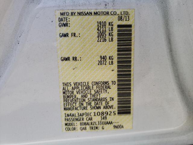Photo 10 from auction – 2014 NISSAN ALTIMA 2.5 with VIN 1N4AL3AP3EC108925