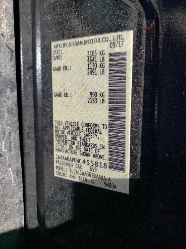 Photo 10 from auction – 2017 NISSAN MAXIMA 3.5 with VIN 1N4AA6AP0HC455818