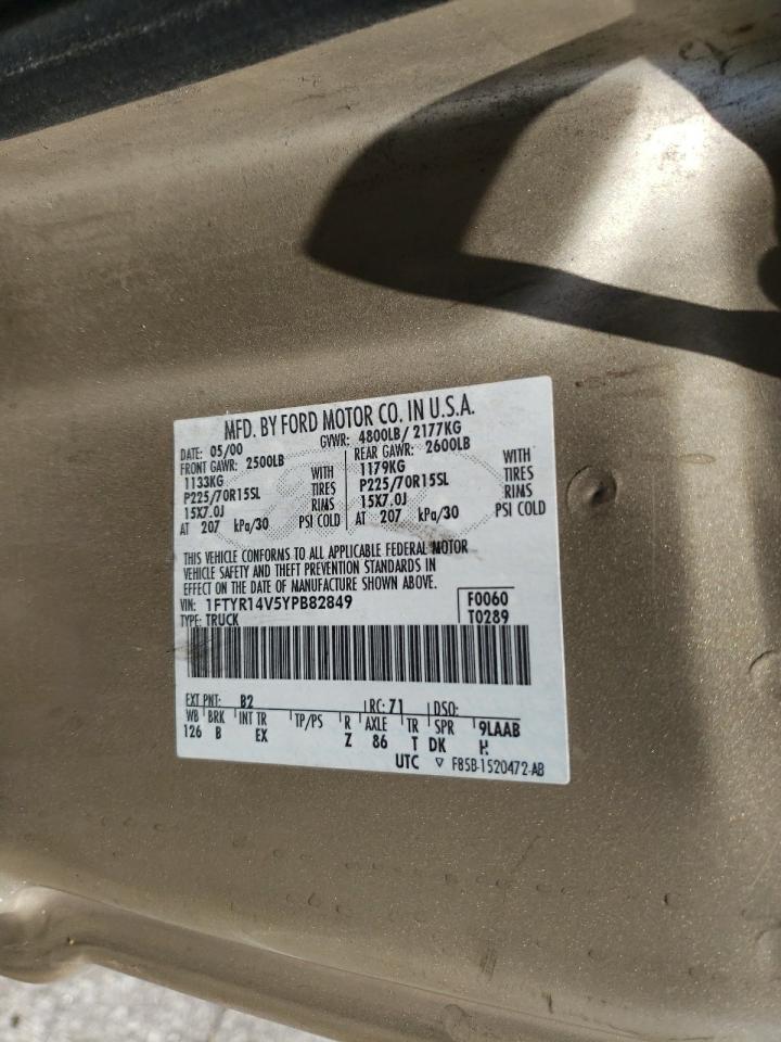 Photo 10 from auction – 2000 FORD RANGER SUP with VIN 1FTYR14V5YPB82849