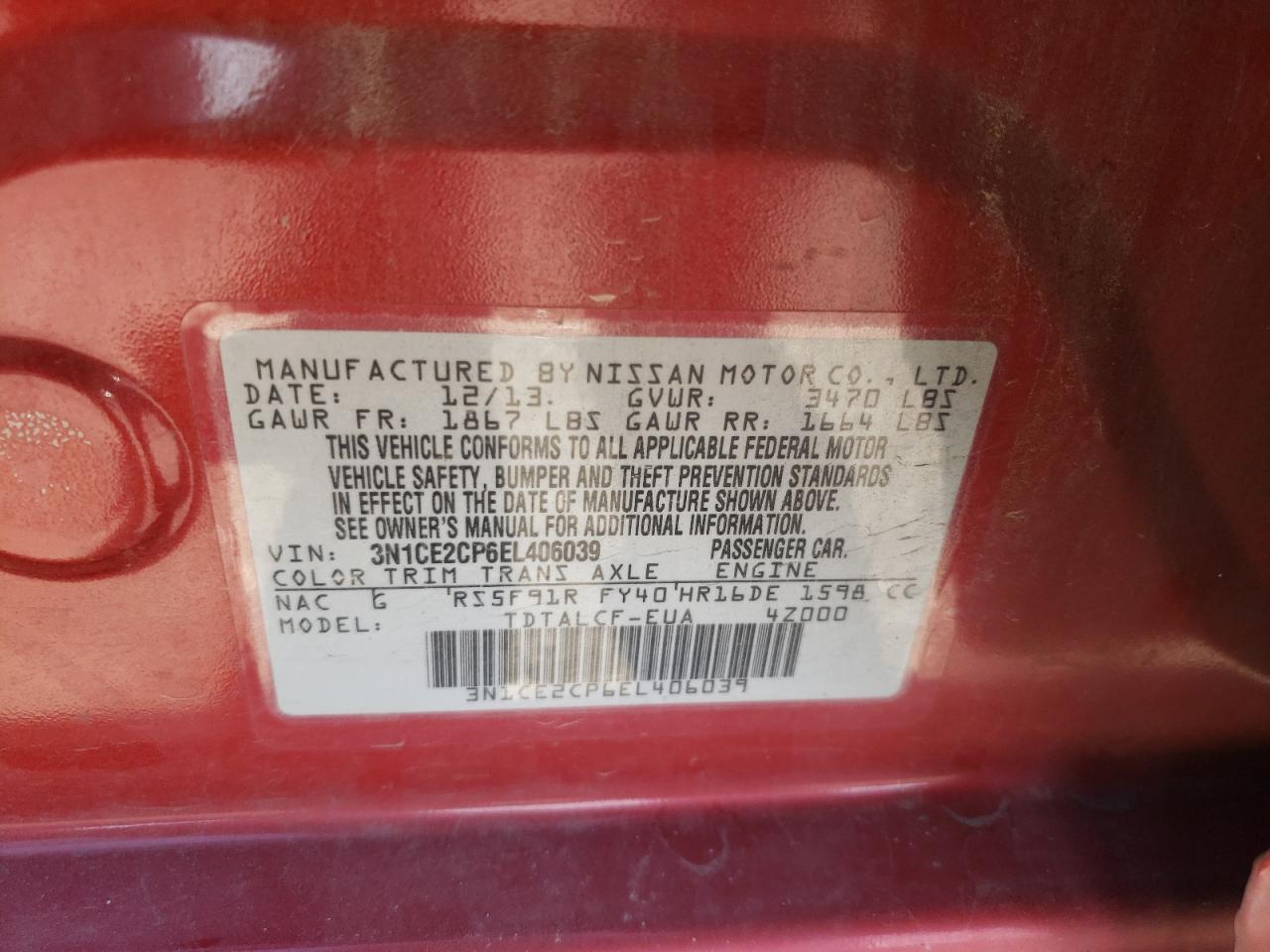 Photo 10 from auction – 2014 NISSAN VERSA NOTE with VIN 3N1CE2CP6EL406039