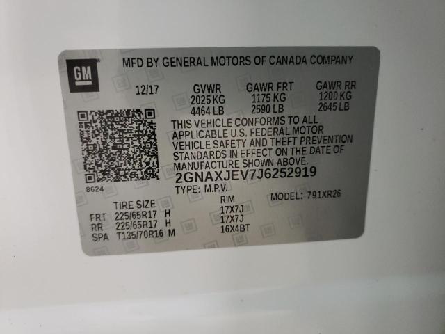 Photo 10 from auction – 2018 CHEVROLET EQUINOX LT with VIN 2GNAXJEV7J6252919