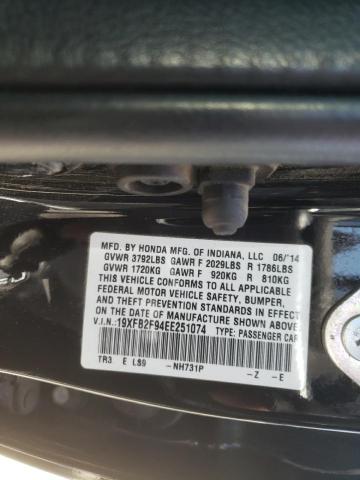 Photo 10 from auction – 2014 HONDA CIVIC EXL with VIN 19XFB2F94EE251074
