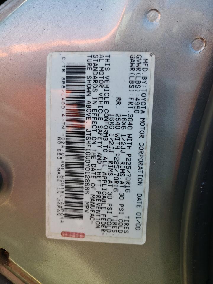 Photo 10 from auction – 2000 LEXUS RX 300 with VIN JT6HF10U0Y0128686