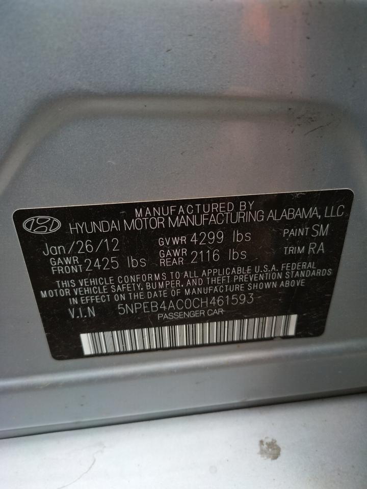 Photo 10 from auction – 2012 HYUNDAI SONATA GLS with VIN 5NPEB4AC0CH461593