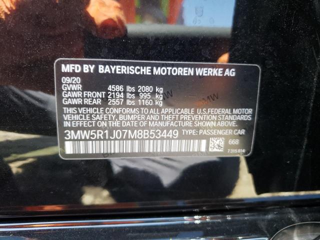 Photo 10 from auction – 2021 BMW 330I with VIN 3MW5R1J07M8B53449