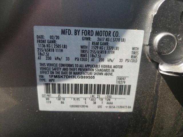 Photo 10 from auction – 2020 FORD EXPLORER X with VIN 1FMSK7DH3LGB89505
