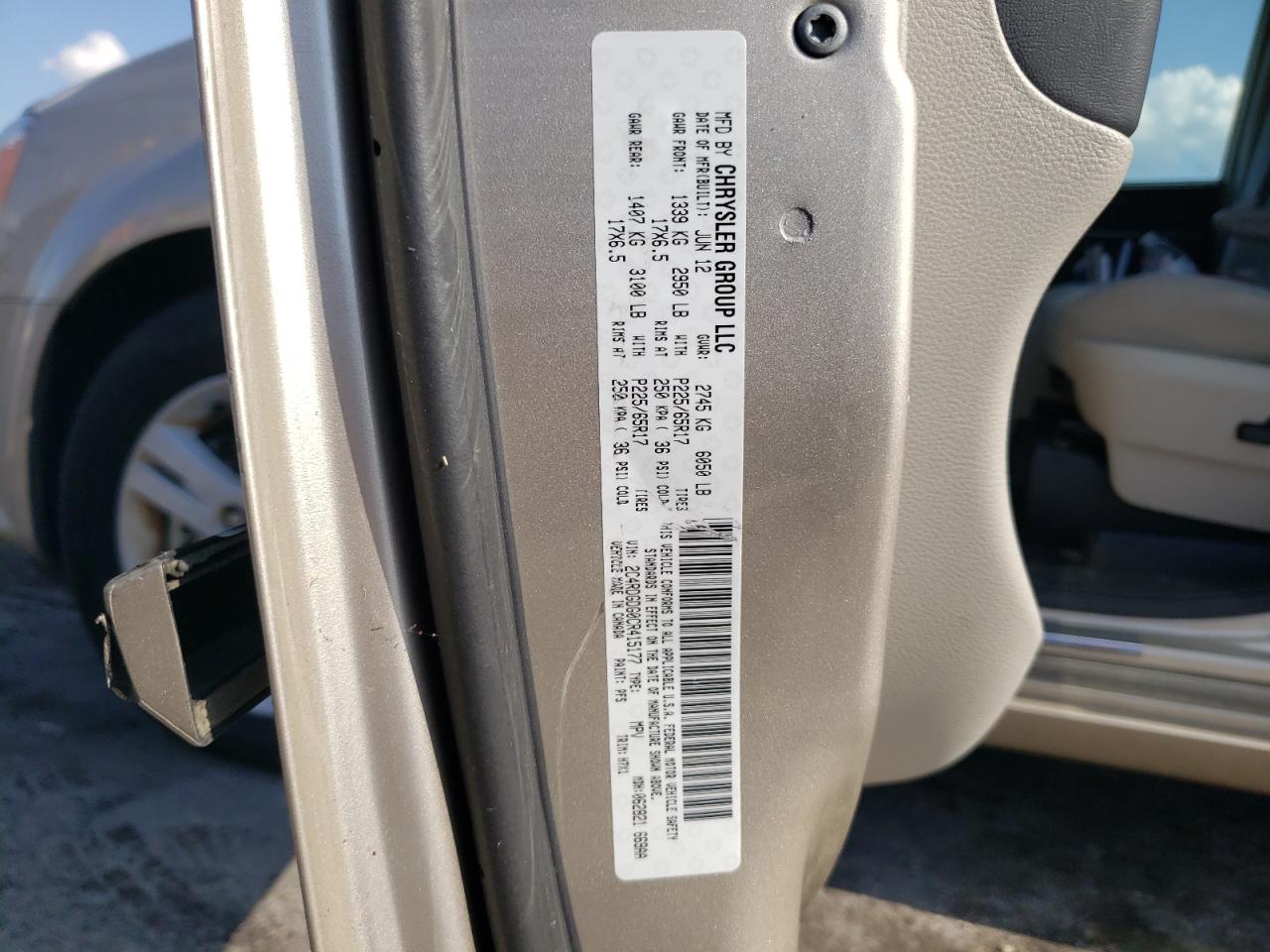 Photo 10 from auction – 2012 DODGE GRAND CARA with VIN 2C4RDGDG0CR415177