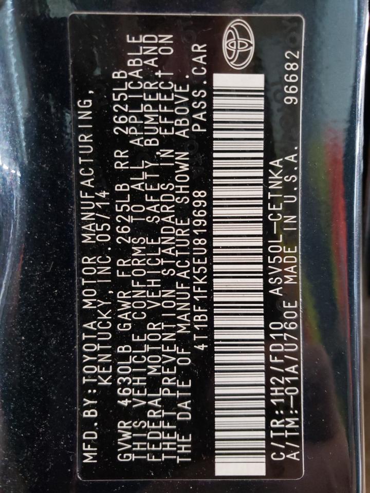 Photo 10 from auction – 2014 TOYOTA CAMRY L with VIN 4T1BF1FK5EU819698