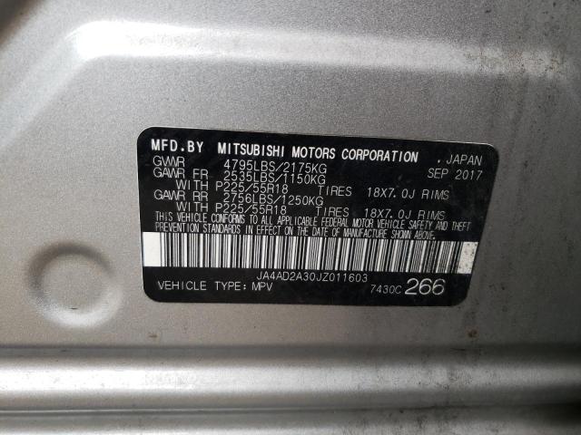 Photo 10 from auction – 2018 MITSUBISHI OUTLANDER with VIN JA4AD2A30JZ011603