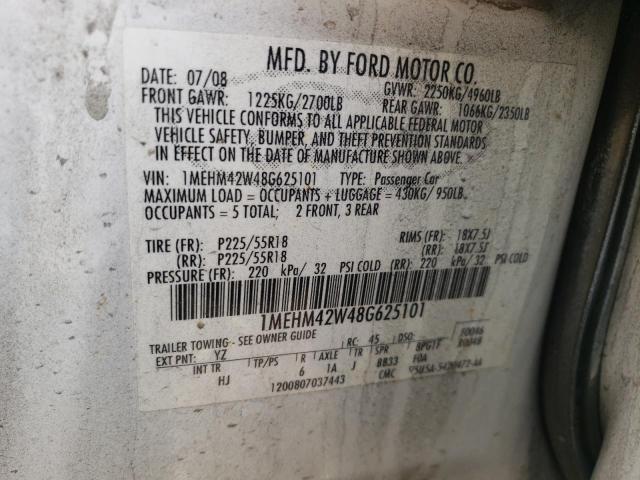 Photo 10 from auction – 2008 MERCURY SABLE PREM with VIN 1MEHM42W48G625101