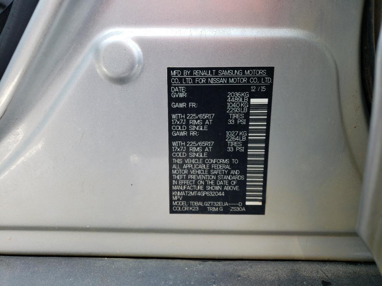 Фото 10 с аукциона – 2016 NISSAN ROGUE S с VIN KNMAT2MT4GP632044