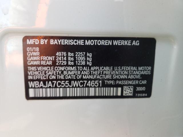 Photo 10 from auction – 2018 BMW 530 XI with VIN WBAJA7C55JWC74651