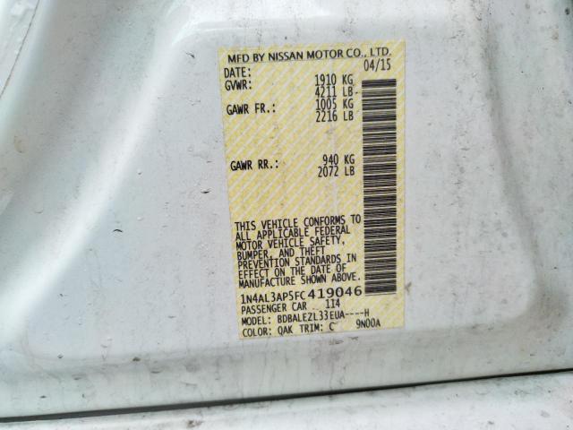 Photo 10 from auction – 2015 NISSAN ALTIMA 2.5 with VIN 1N4AL3AP5FC419046