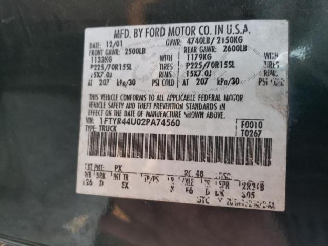 Photo 10 from auction – 2002 FORD RANGER SUP with VIN 1FTYR44U02PA74560