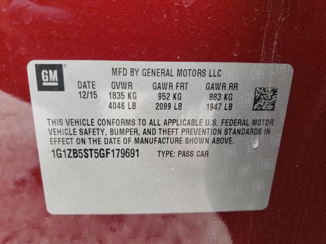 Photo 10 from auction – 2016 CHEVROLET MALIBU LS with VIN 1G1ZB5ST5GF179691