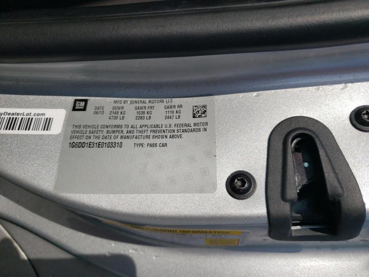 Photo 10 from auction – 2014 CADILLAC CTS PREMIU with VIN 1G6DD1E31E0103310