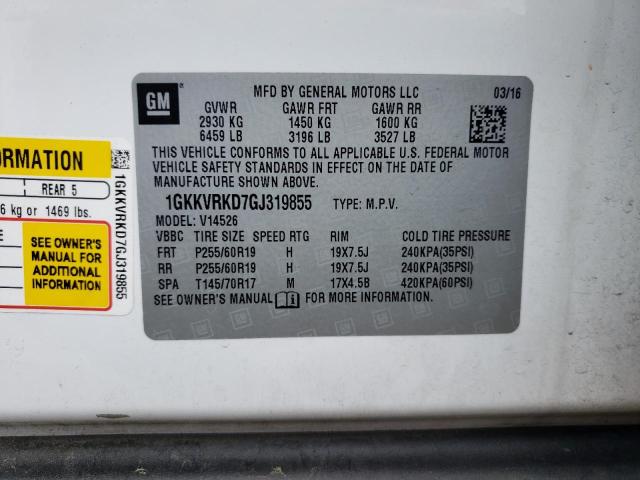 Photo 10 from auction – 2016 GMC ACADIA SLT with VIN 1GKKVRKD7GJ319855
