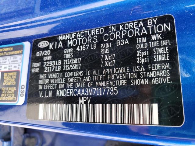 Photo 10 from auction – 2021 KIA SELTOS EX with VIN KNDERCAA3M7117735