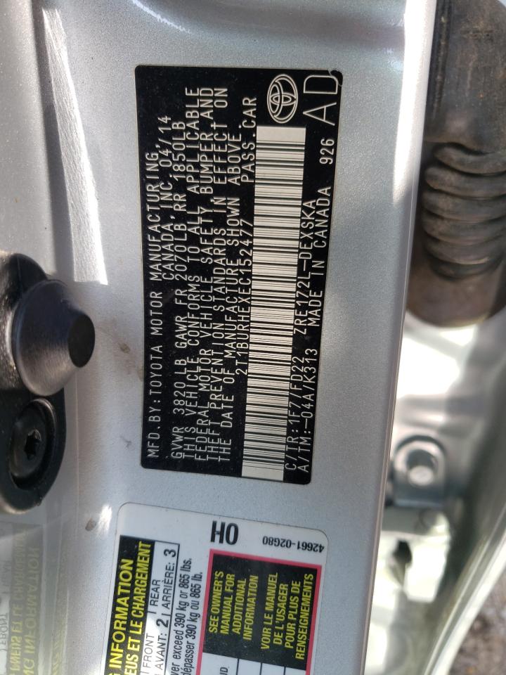 Photo 10 from auction – 2014 TOYOTA COROLLA L with VIN 2T1BURHEXEC152477